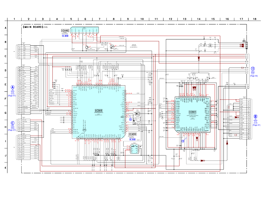 Schematic diagram – main board (1/2), Out1, Out2 | Mds-nt1, 9. schematic diagram – main board (1/2), See page 38 for waveforms, See page 48 for ic block diagrams | Sony MDS-NT1 User Manual | Page 44 / 70