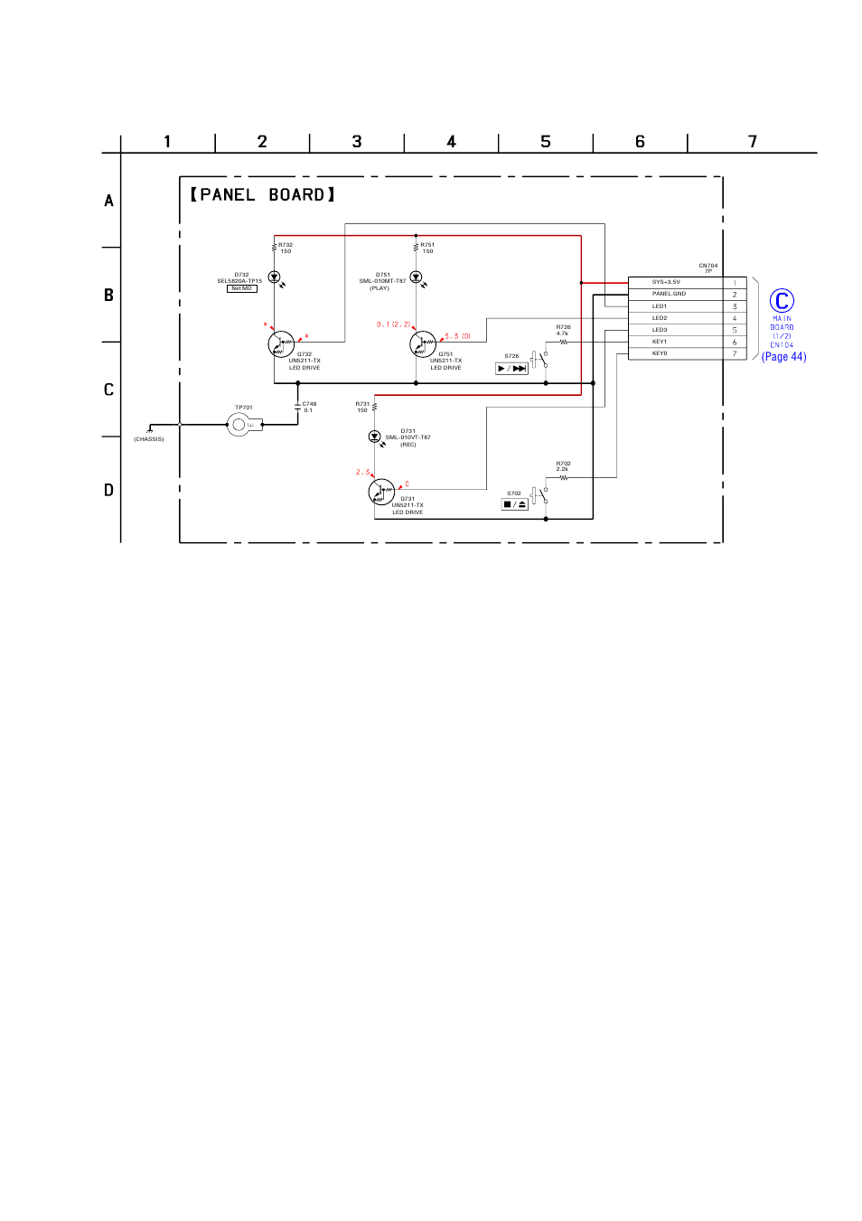 Schematic diagram – panel board, Mds-nt1, 12. schematic diagram – panel board | Sony MDS-NT1 User Manual | Page 47 / 70