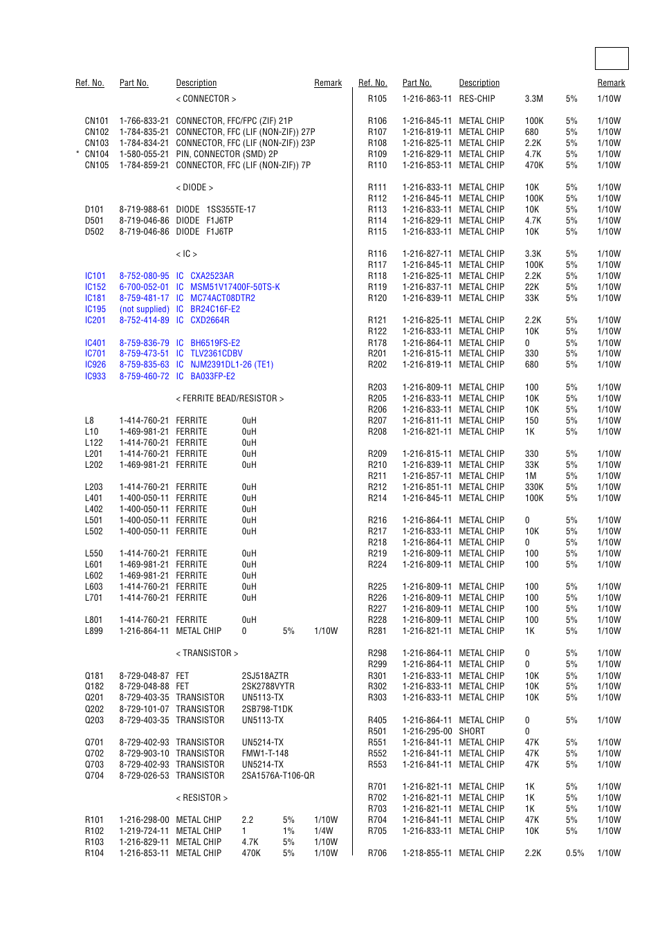 Ic101, Ic201, Ic401 | Ic933, Ic926, Mds-nt1 bd | Sony MDS-NT1 User Manual | Page 65 / 70