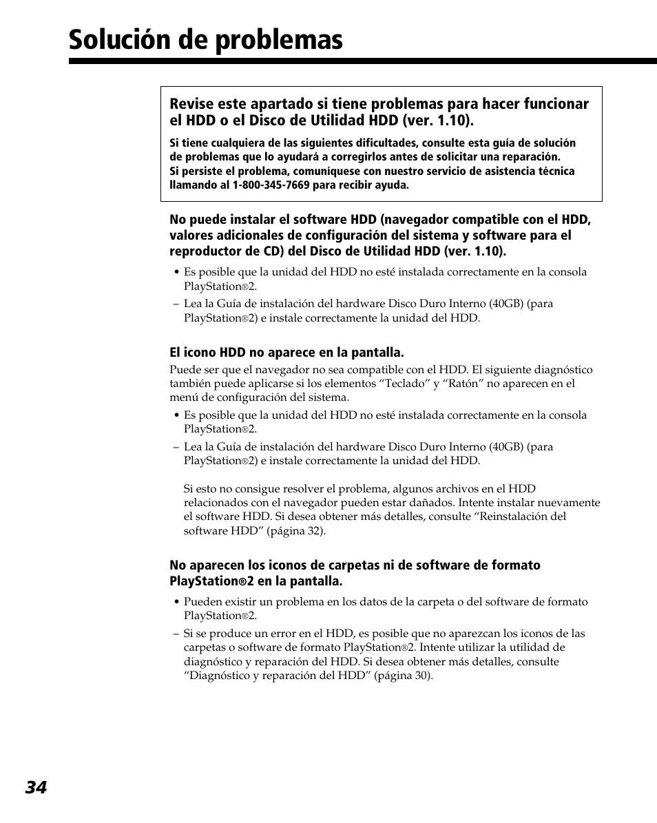 Solución de problemas | Sony PlayStation 2 User Manual | Page 106 / 112