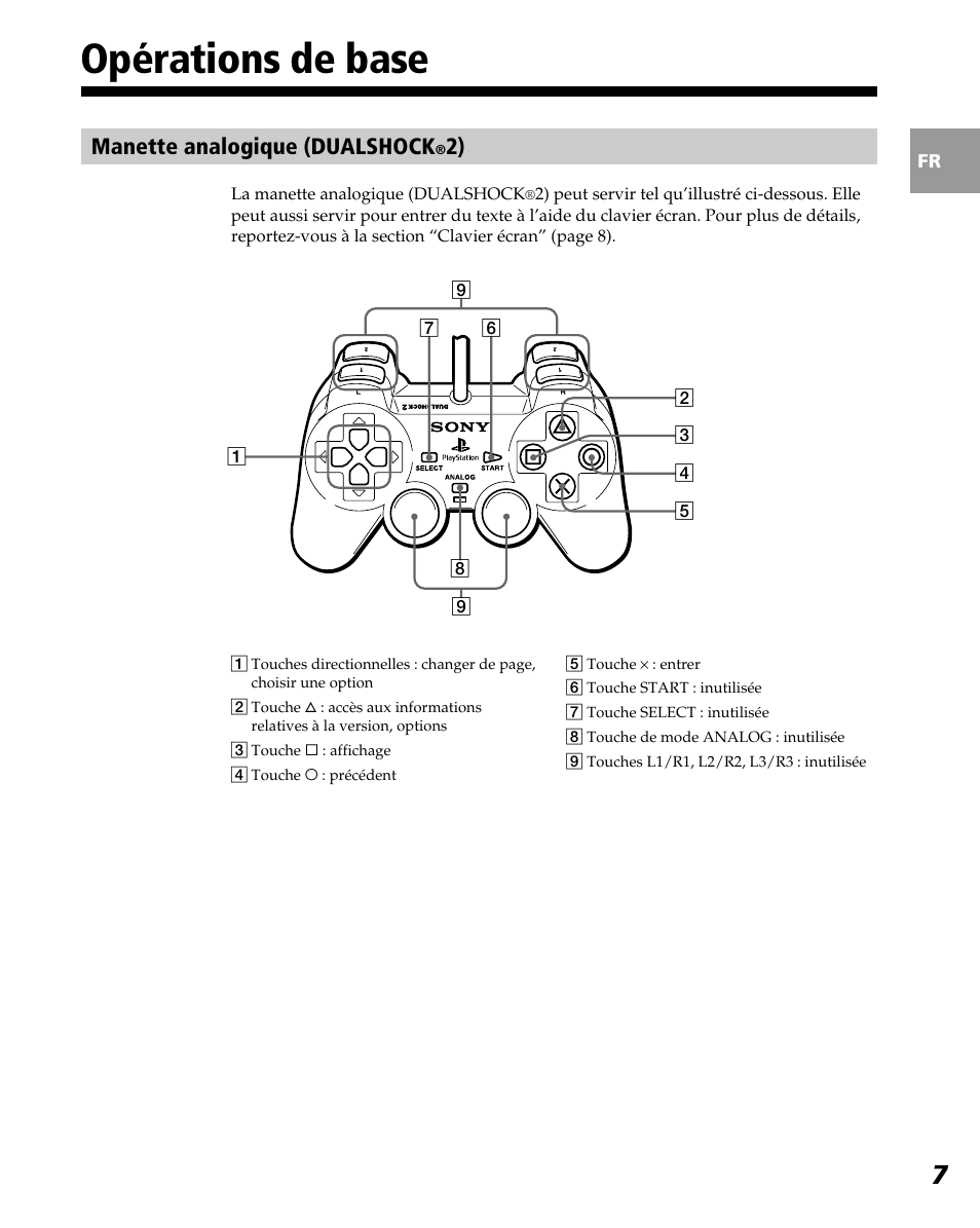 Opérations de base, Manette analogique (dualshock | Sony PlayStation 2 User Manual | Page 43 / 112