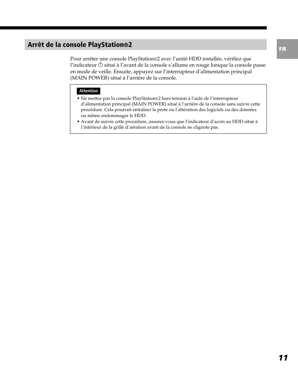 Arrêt de la console playstation | Sony PlayStation 2 User Manual | Page 47 / 112