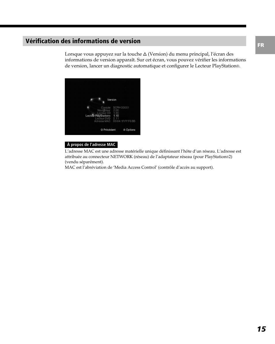 Vérification des informations de version | Sony PlayStation 2 User Manual | Page 51 / 112