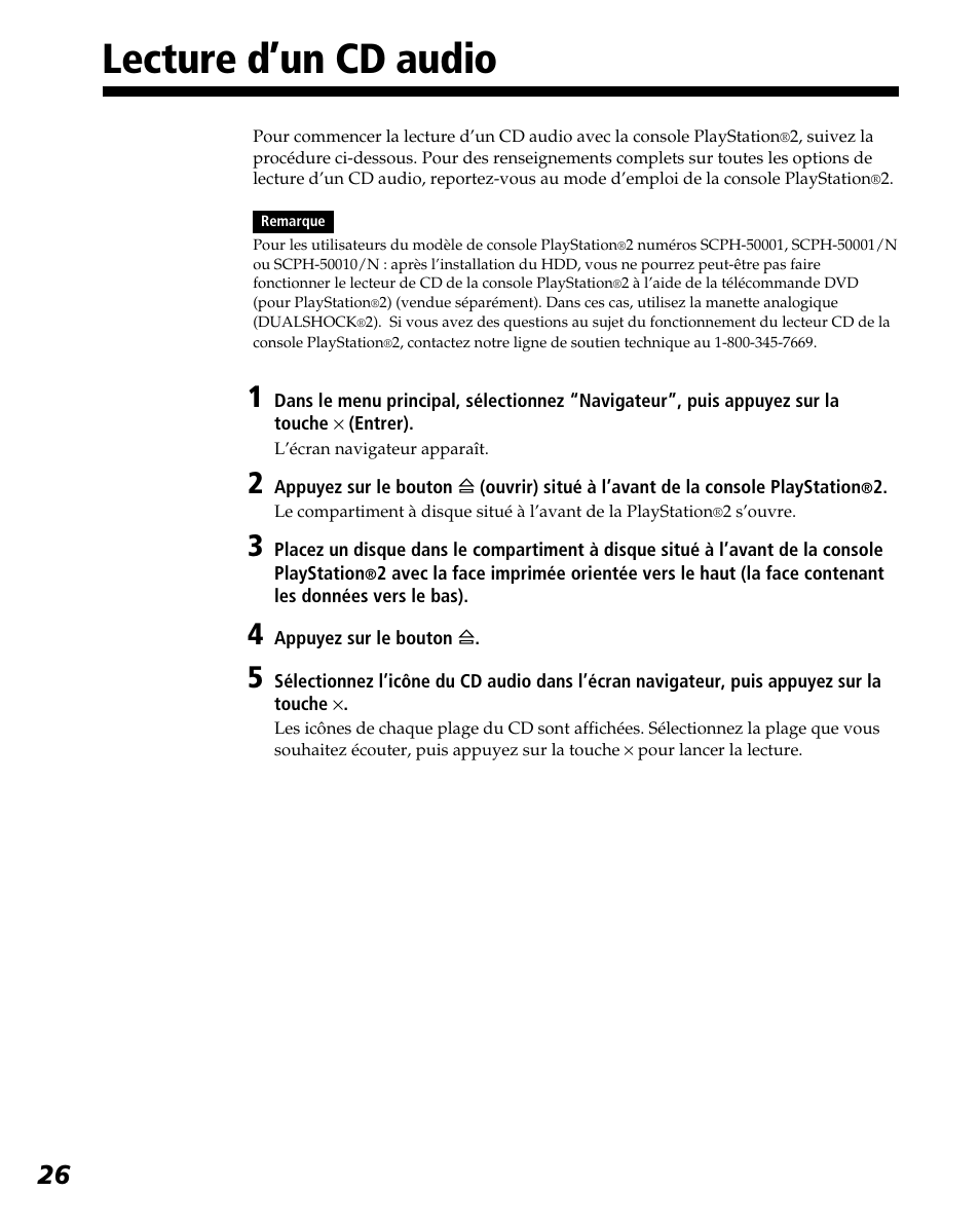 Lecture d’un cd audio | Sony PlayStation 2 User Manual | Page 62 / 112