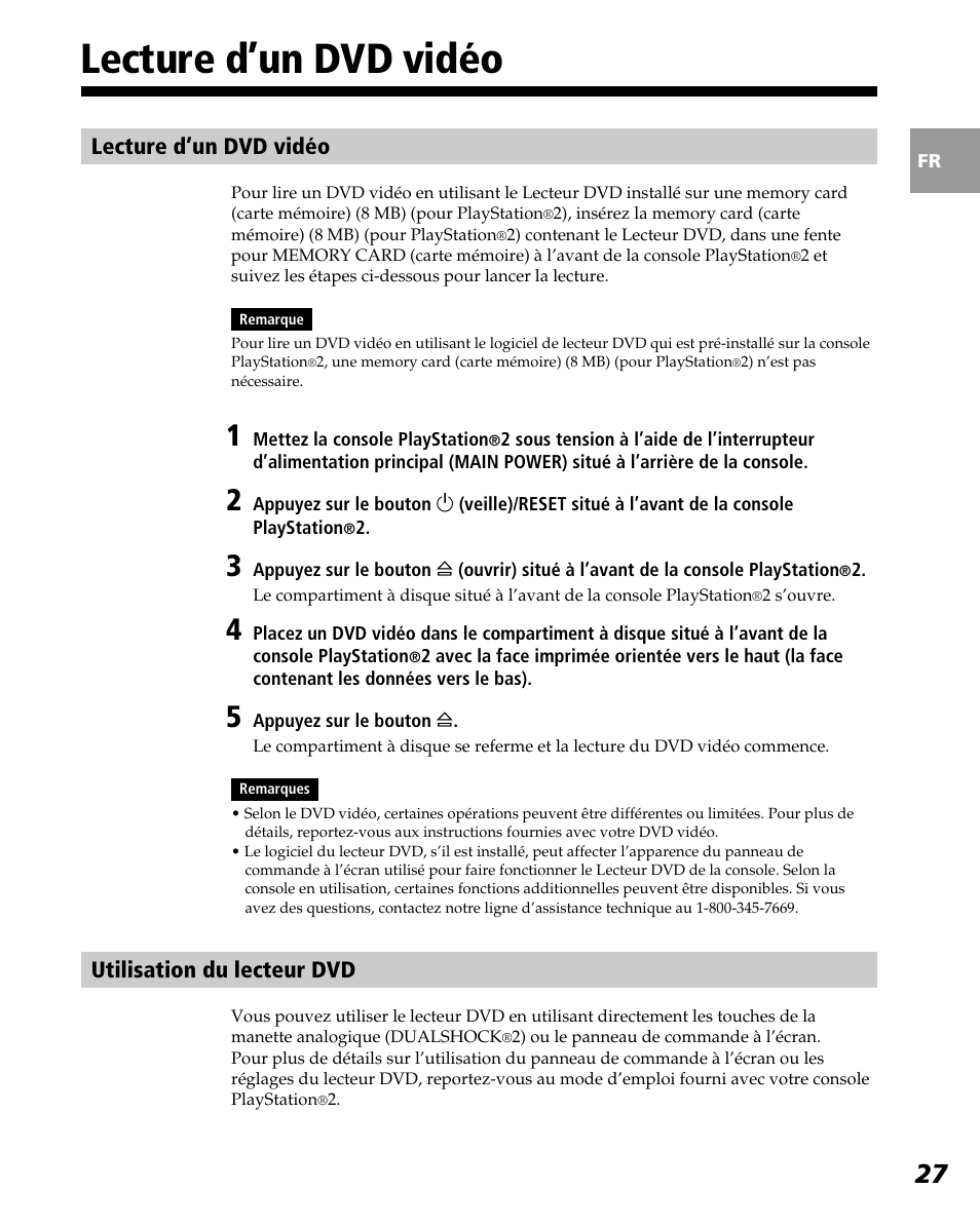 Lecture d’un dvd vidéo, Utilisation du lecteur dvd | Sony PlayStation 2 User Manual | Page 63 / 112