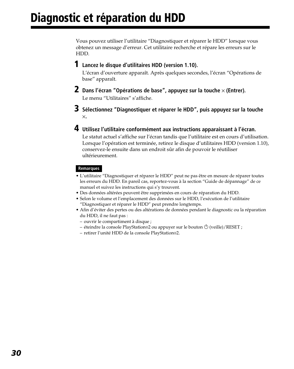 Diagnostic et réparation du hdd | Sony PlayStation 2 User Manual | Page 66 / 112