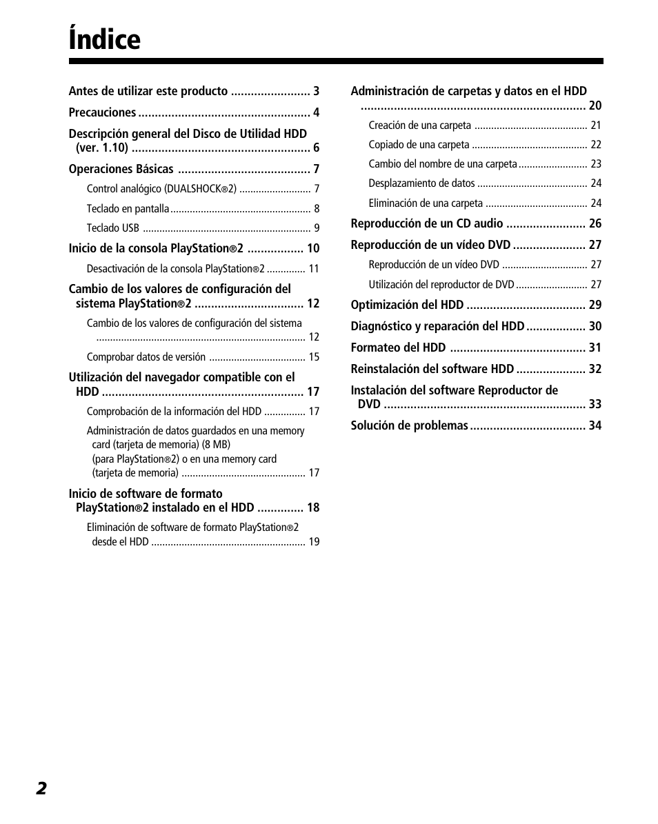 Índice | Sony PlayStation 2 User Manual | Page 74 / 112