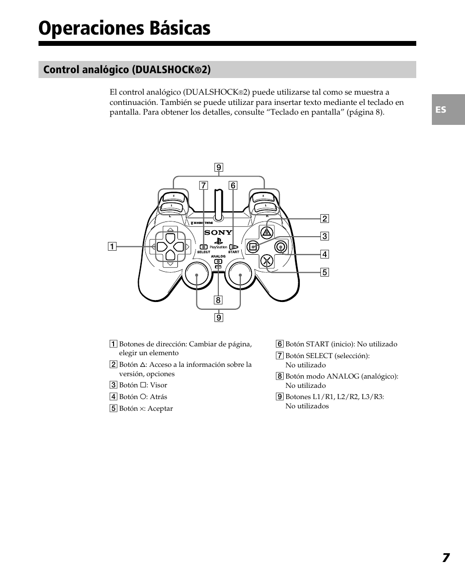 Operaciones básicas, Control analógico (dualshock | Sony PlayStation 2 User Manual | Page 79 / 112