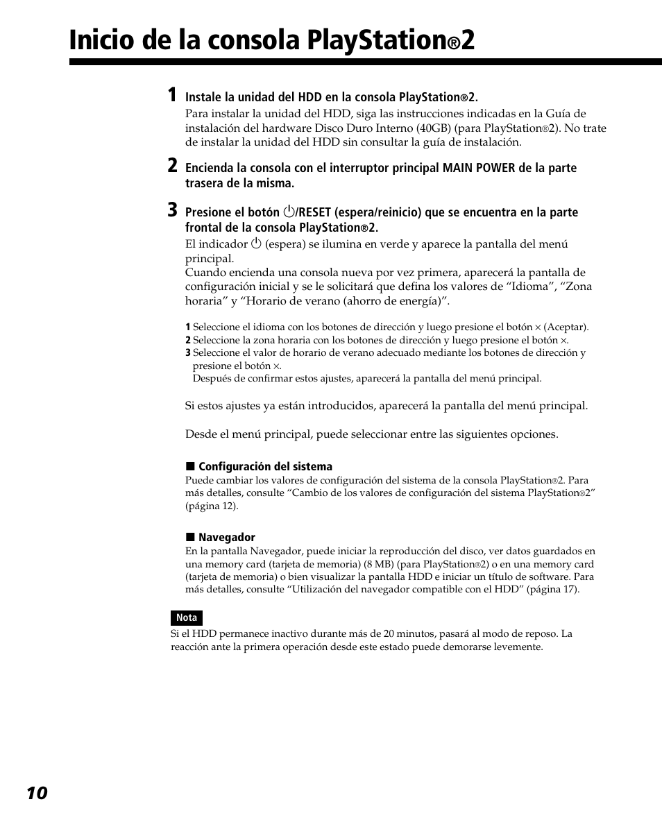 Inicio de la consola playstation | Sony PlayStation 2 User Manual | Page 82 / 112