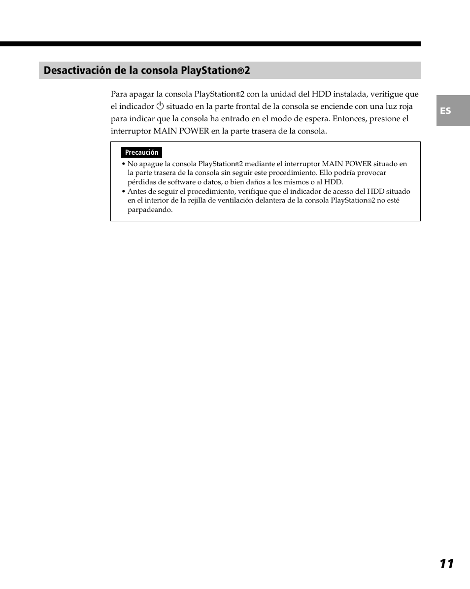 Desactivación de la consola playstation | Sony PlayStation 2 User Manual | Page 83 / 112