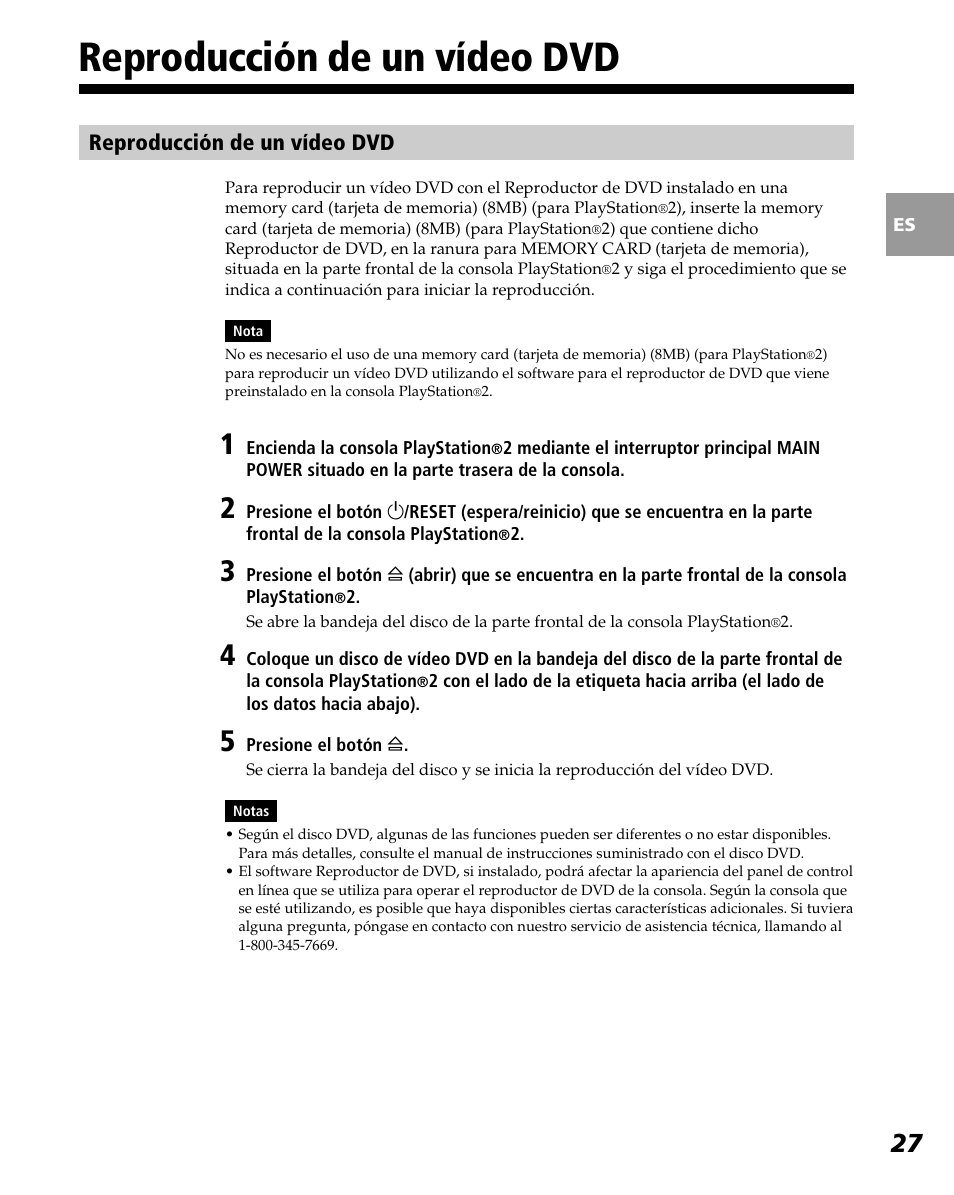 Reproducción de un vídeo dvd | Sony PlayStation 2 User Manual | Page 99 / 112