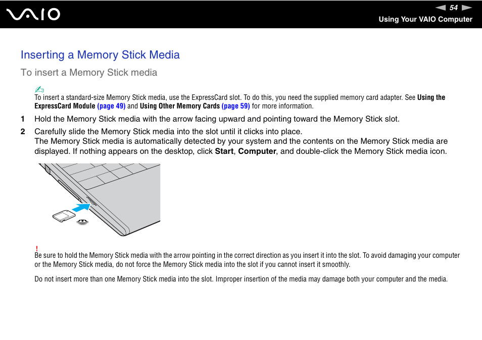 Sony VAIO VGN-SZ700 User Manual | Page 54 / 235