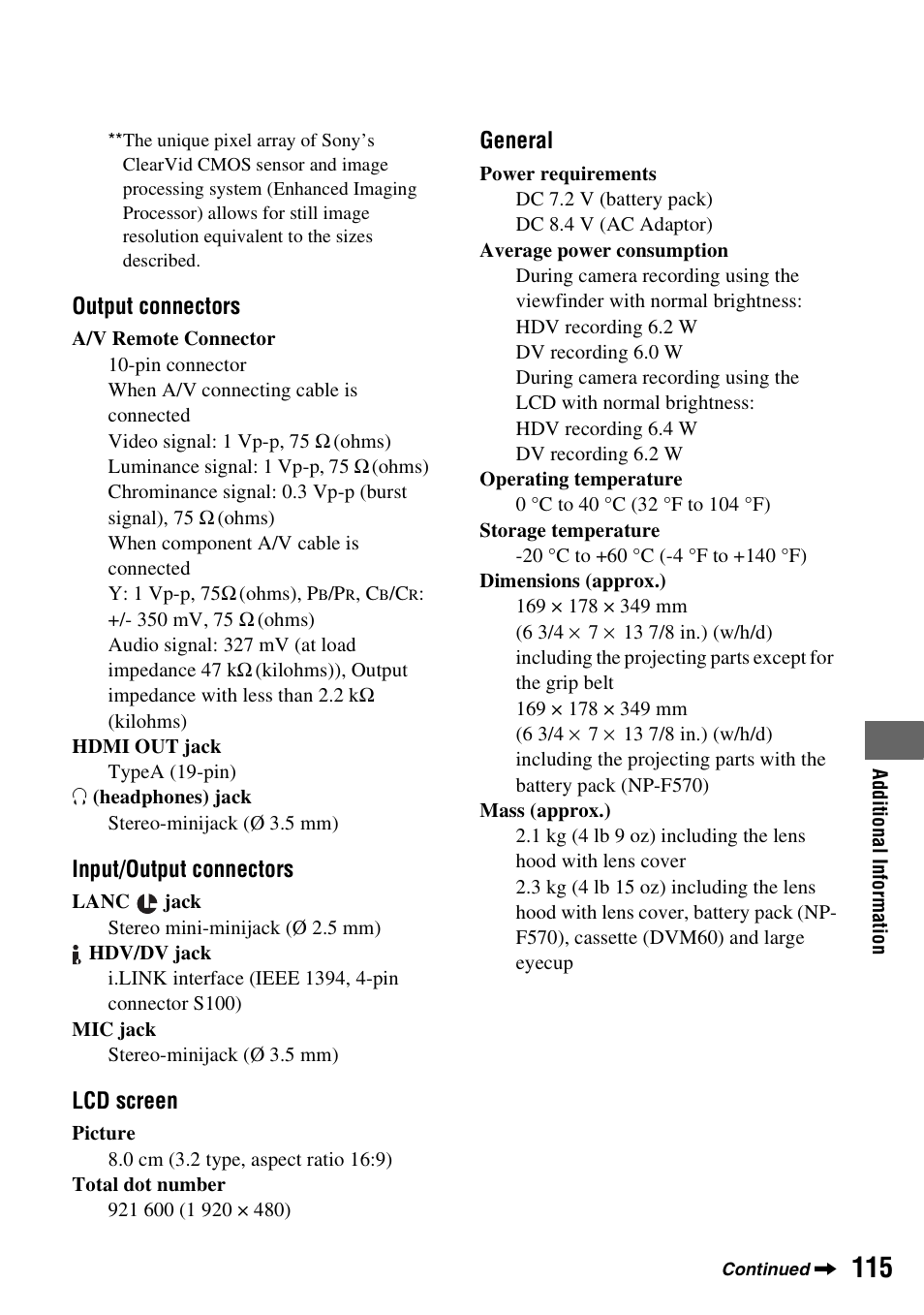 Sony HANDYCAM HDR-FX1000E User Manual | Page 115 / 131