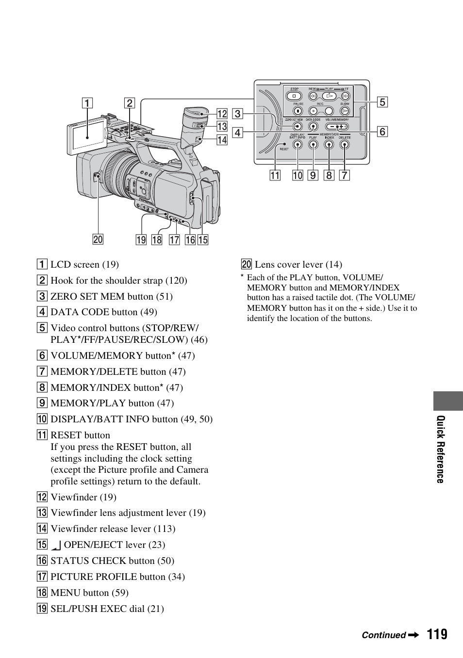 P. 119) u, N (p. 119) | Sony HANDYCAM HDR-FX1000E User Manual | Page 119 / 131