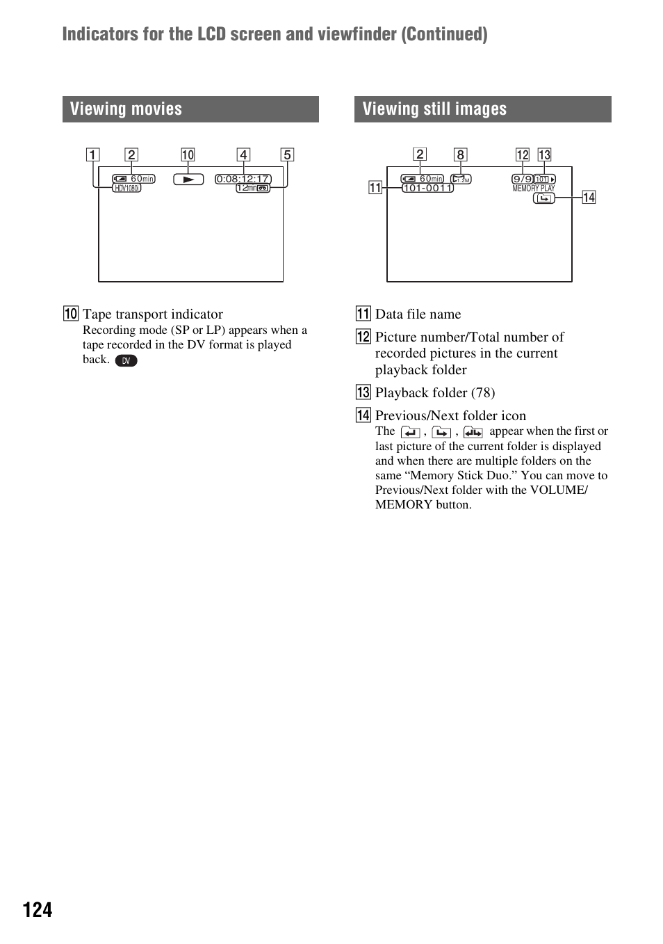 Viewing movies, Viewing still images | Sony HANDYCAM HDR-FX1000E User Manual | Page 124 / 131