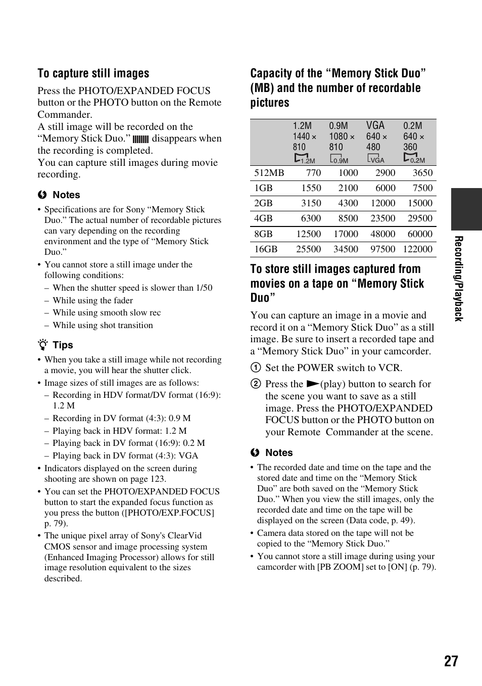 P. 27) | Sony HANDYCAM HDR-FX1000E User Manual | Page 27 / 131