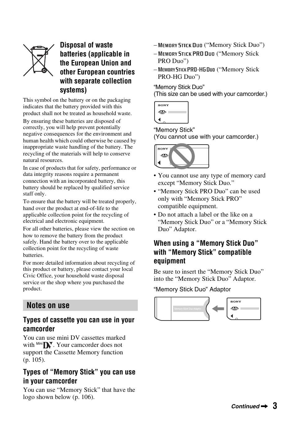 Sony HANDYCAM HDR-FX1000E User Manual | Page 3 / 131