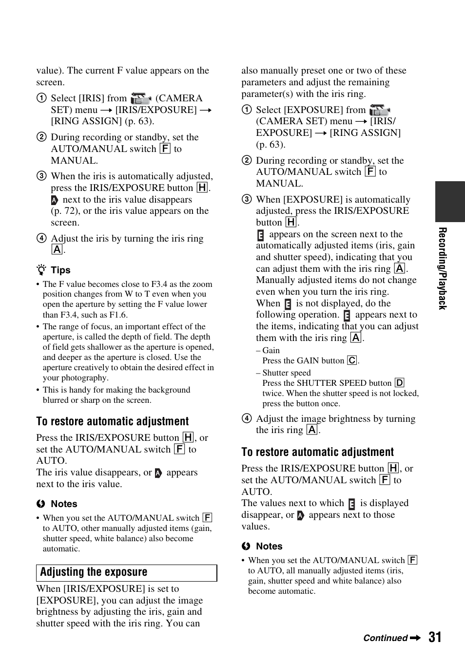 Sony HANDYCAM HDR-FX1000E User Manual | Page 31 / 131