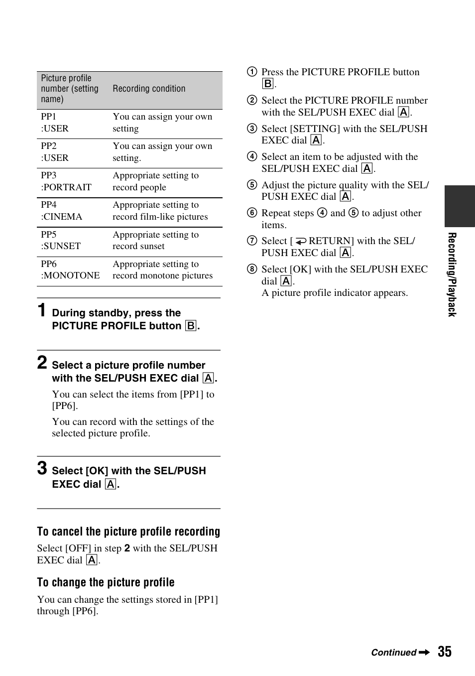 Sony HANDYCAM HDR-FX1000E User Manual | Page 35 / 131