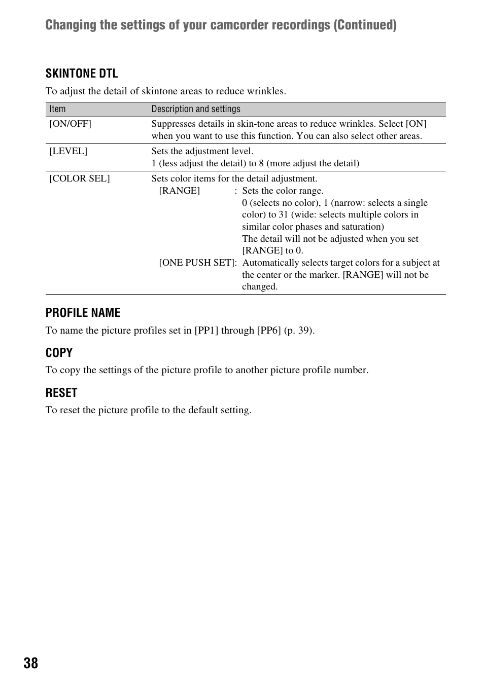 Sony HANDYCAM HDR-FX1000E User Manual | Page 38 / 131