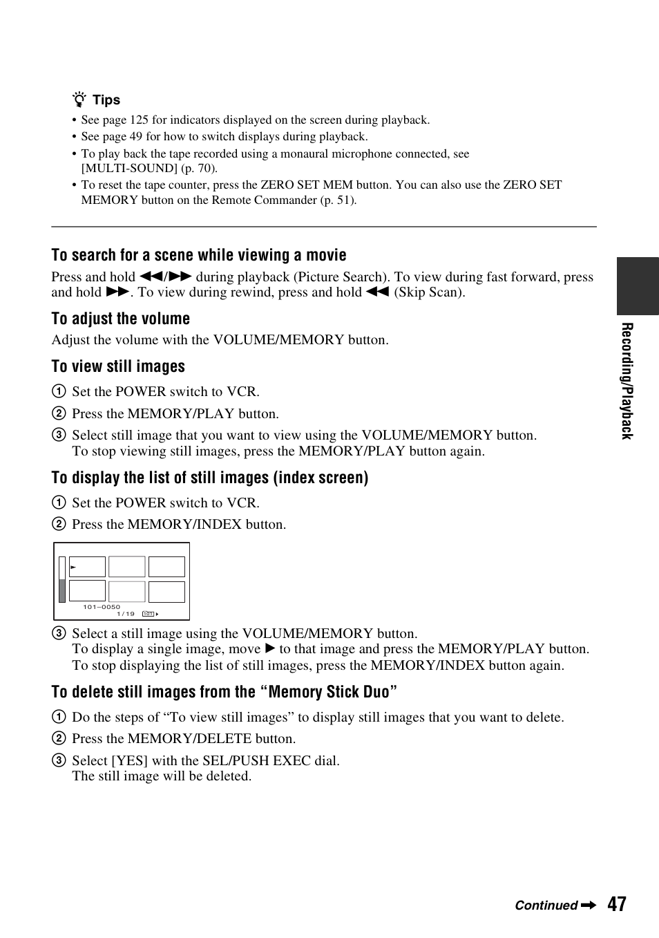 Sony HANDYCAM HDR-FX1000E User Manual | Page 47 / 131