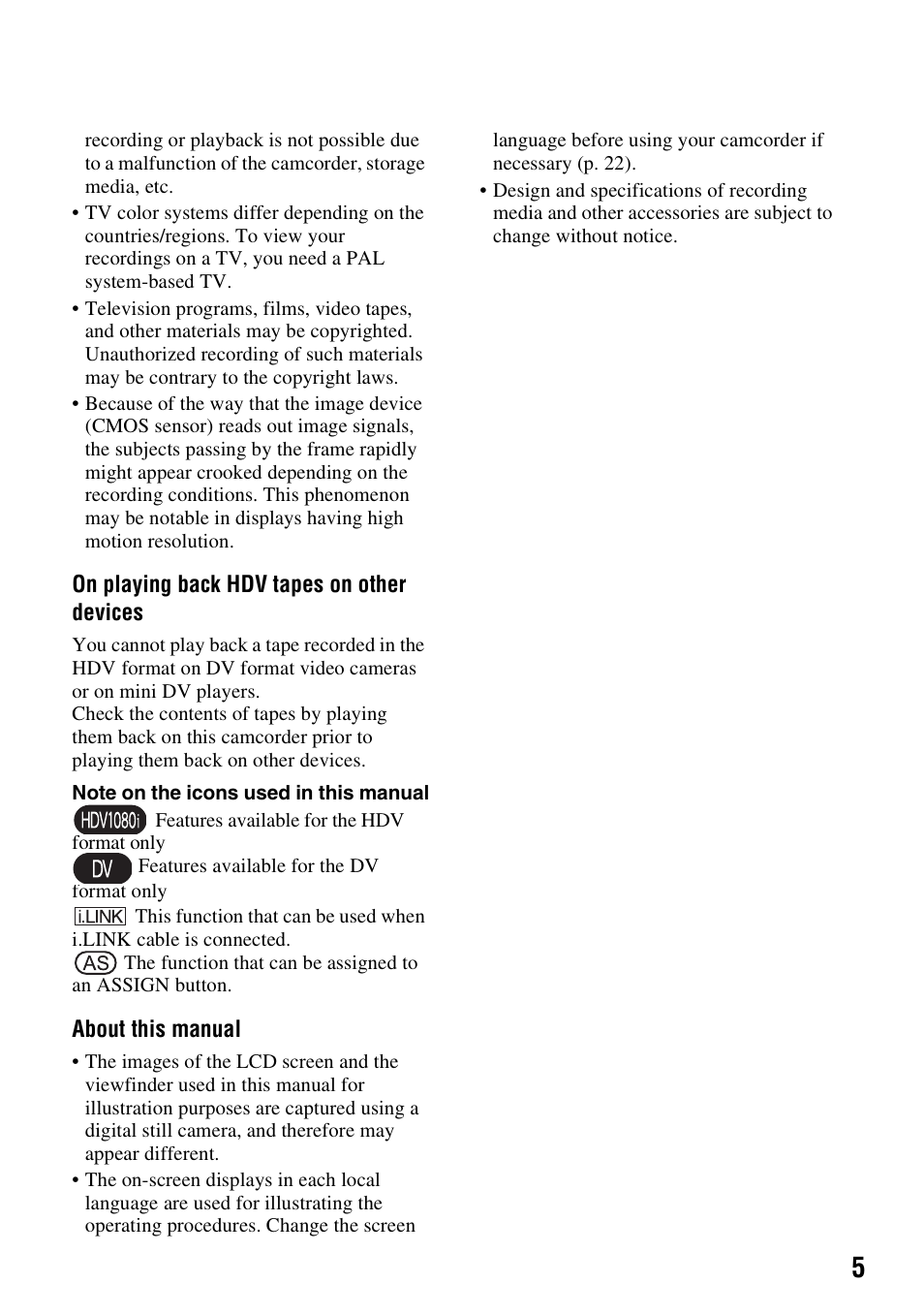 Sony HANDYCAM HDR-FX1000E User Manual | Page 5 / 131