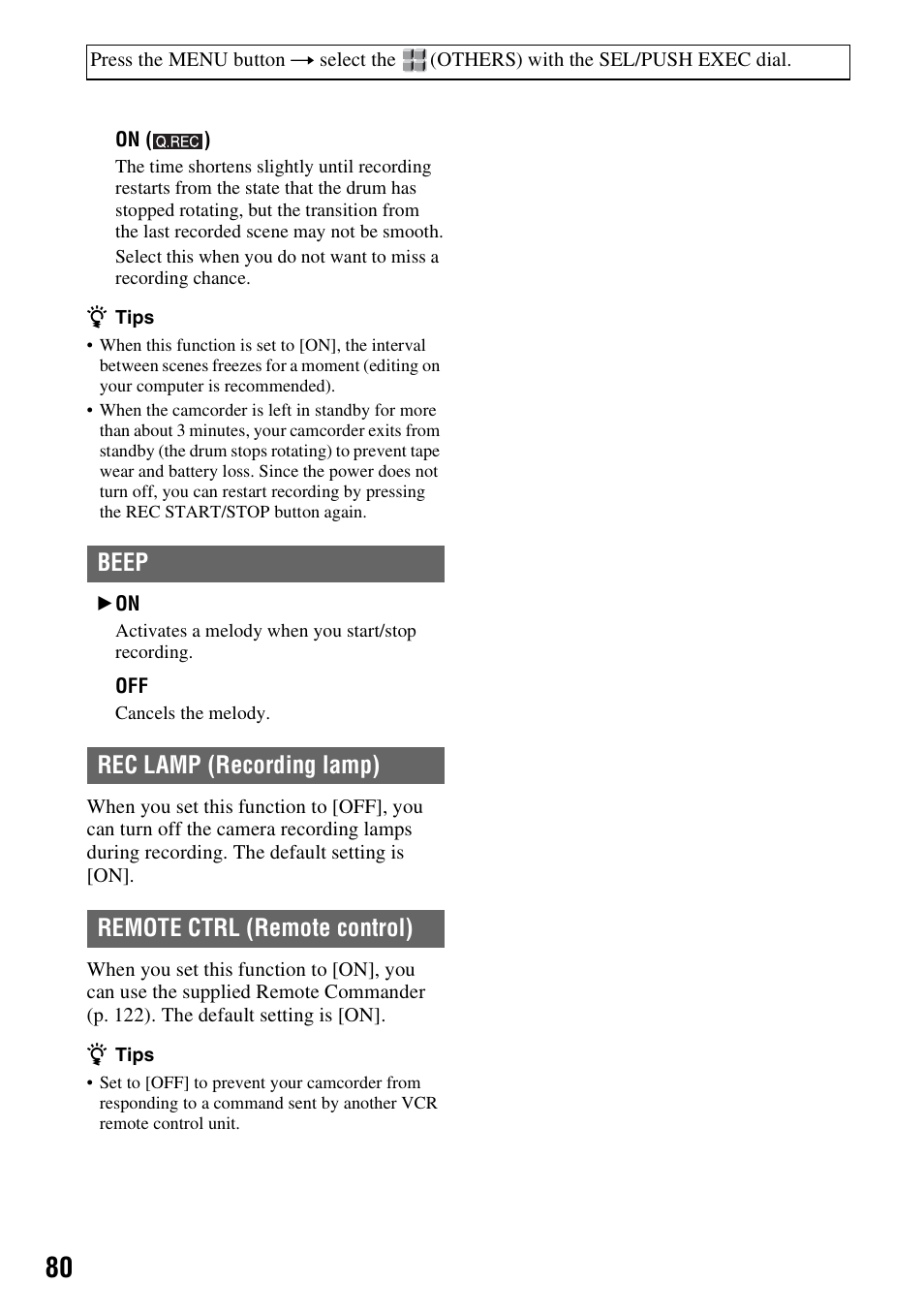 P. 80 | Sony HANDYCAM HDR-FX1000E User Manual | Page 80 / 131