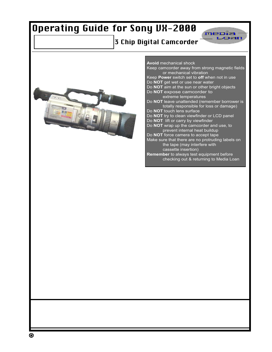 Sony VX-2000 User Manual | 9 pages