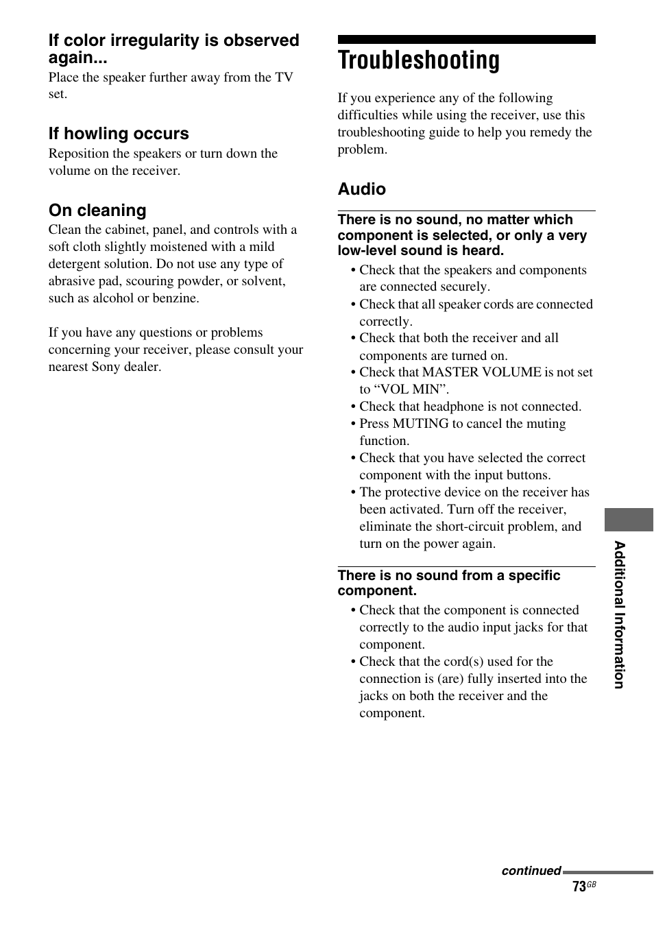 Troubleshooting | Sony HT DDW1600 User Manual | Page 73 / 80