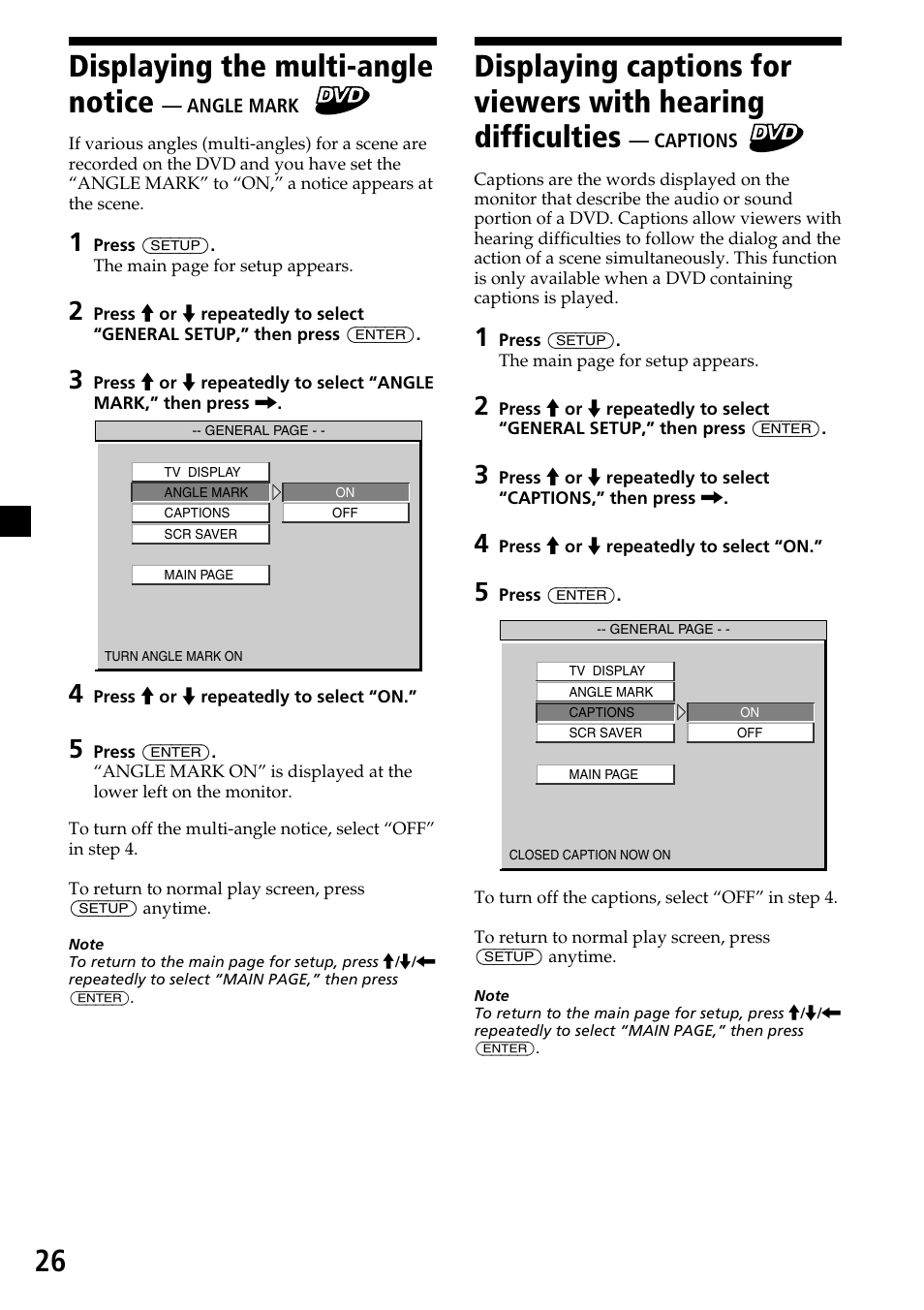 26 displaying the multi-angle notice | Sony MV-7101DS User Manual | Page 26 / 48