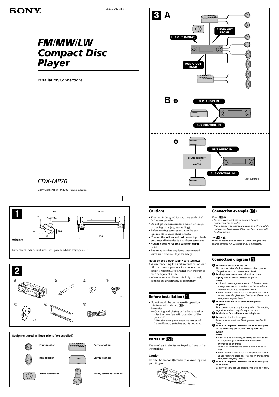 Sony CDX-MP70 User Manual | 4 pages