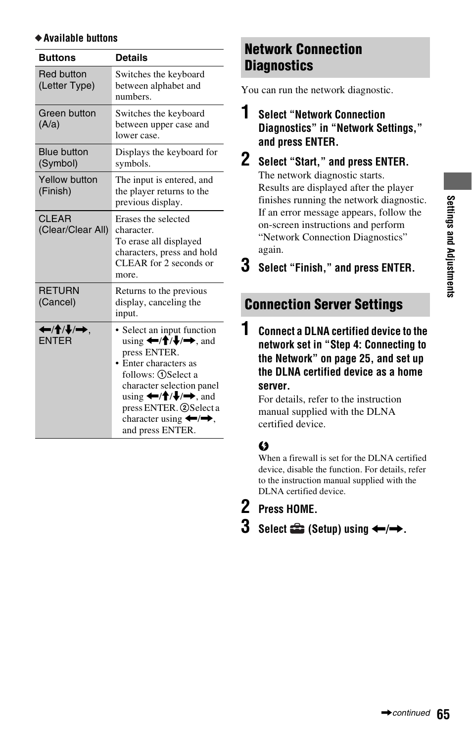 S 1 t, Connection server settings” o | Sony BDP-S1000ES User Manual | Page 65 / 95