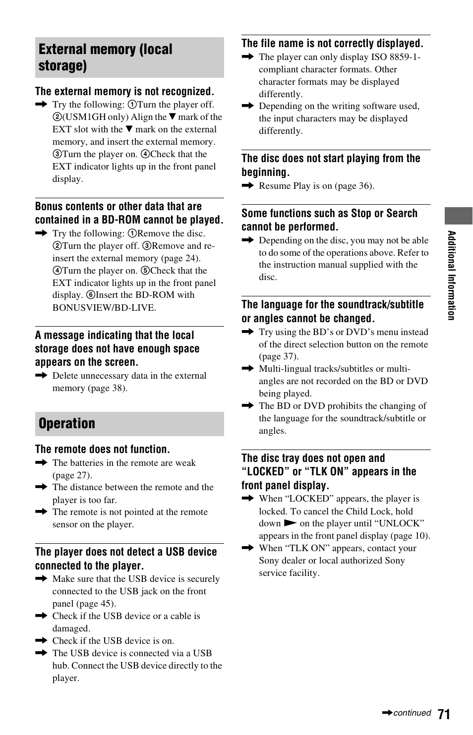 Sony BDP-S1000ES User Manual | Page 71 / 95