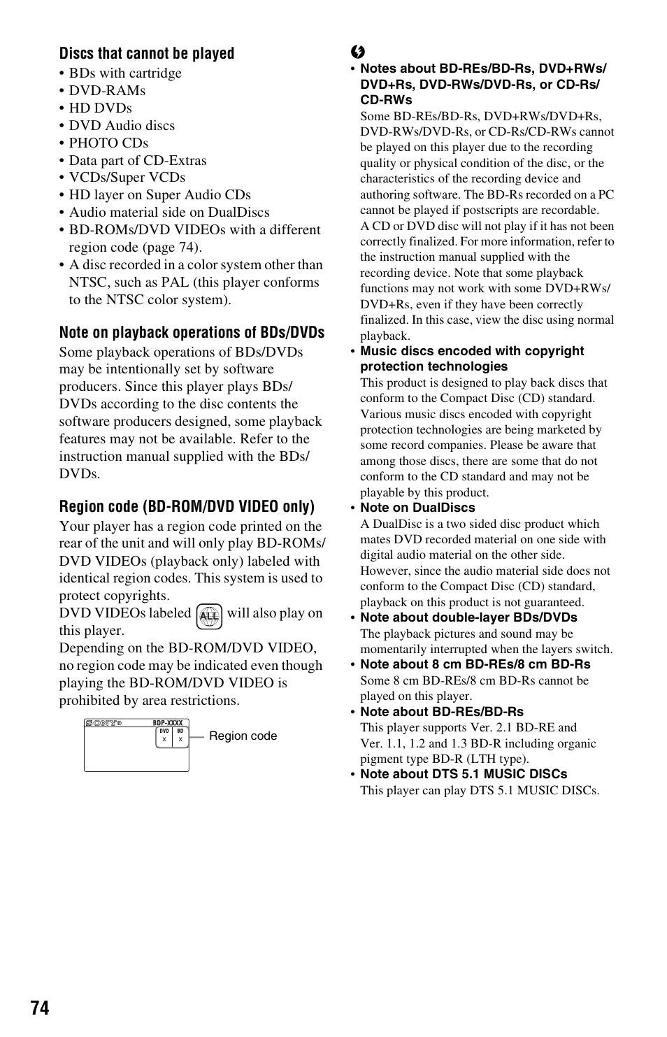 Sony BDP-S1000ES User Manual | Page 74 / 95