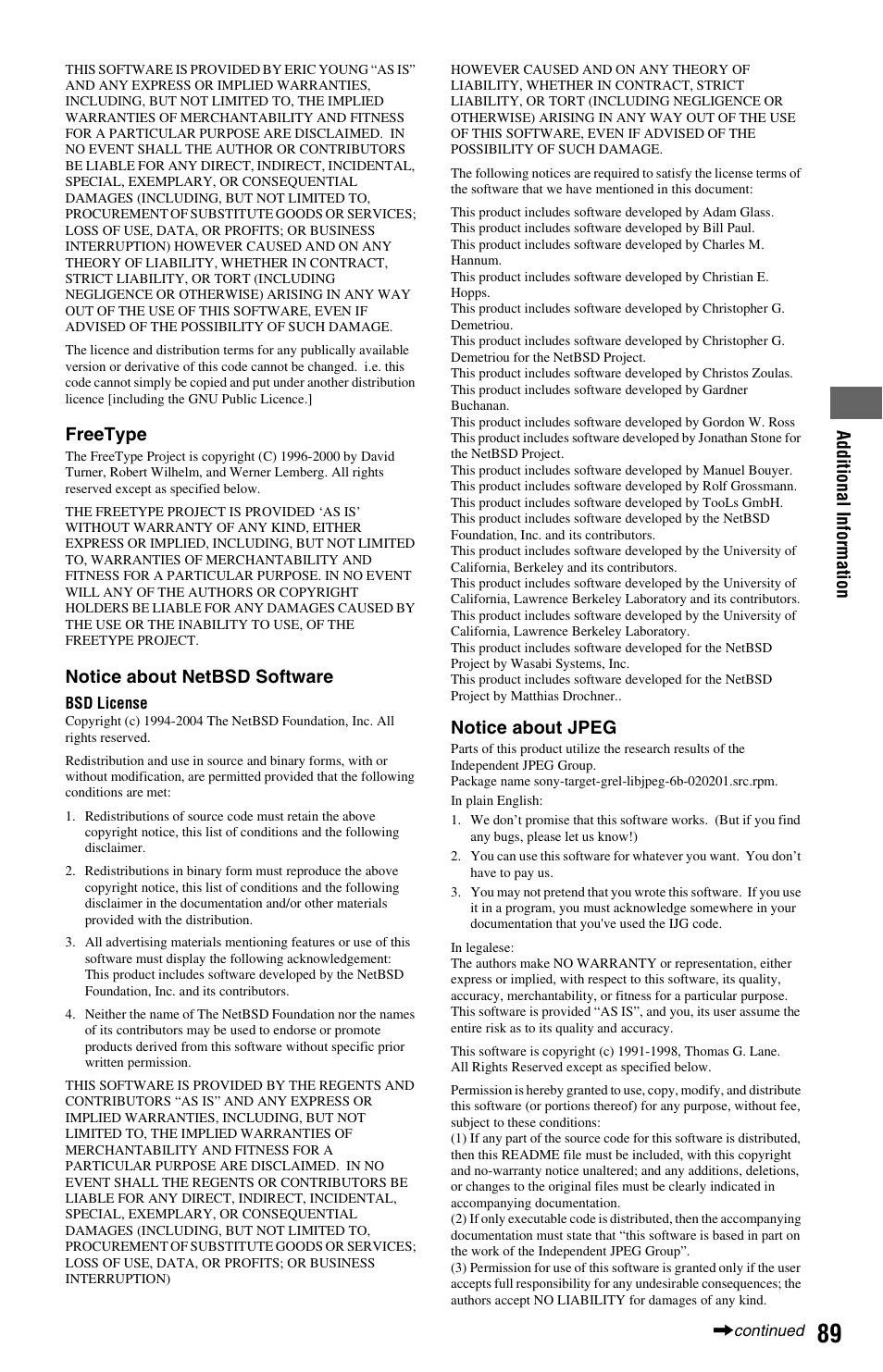 Sony BDP-S1000ES User Manual | Page 89 / 95
