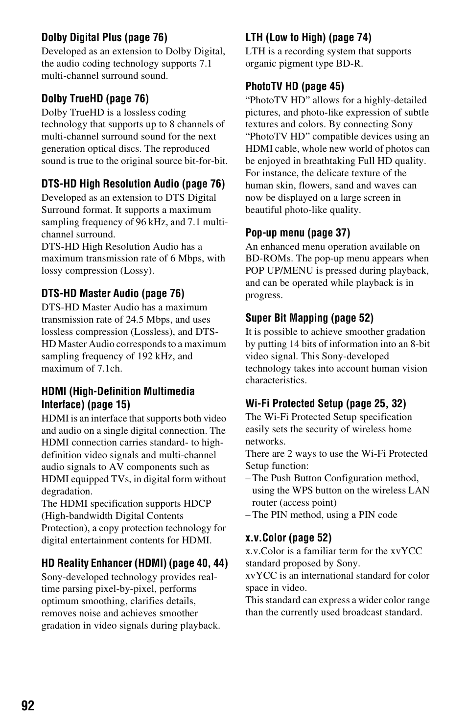 Sony BDP-S1000ES User Manual | Page 92 / 95