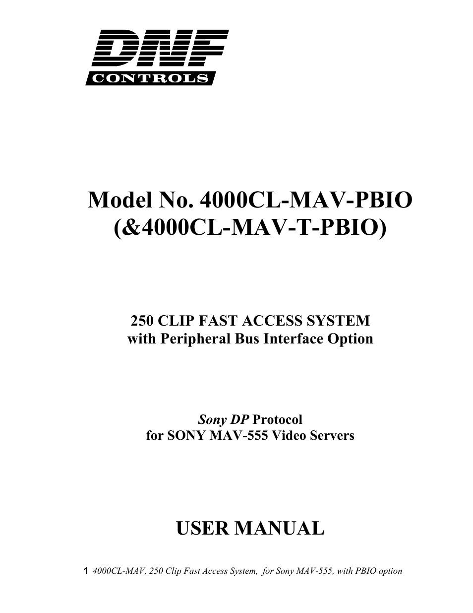 Sony 4000CL-MAV-PBIO User Manual | 20 pages