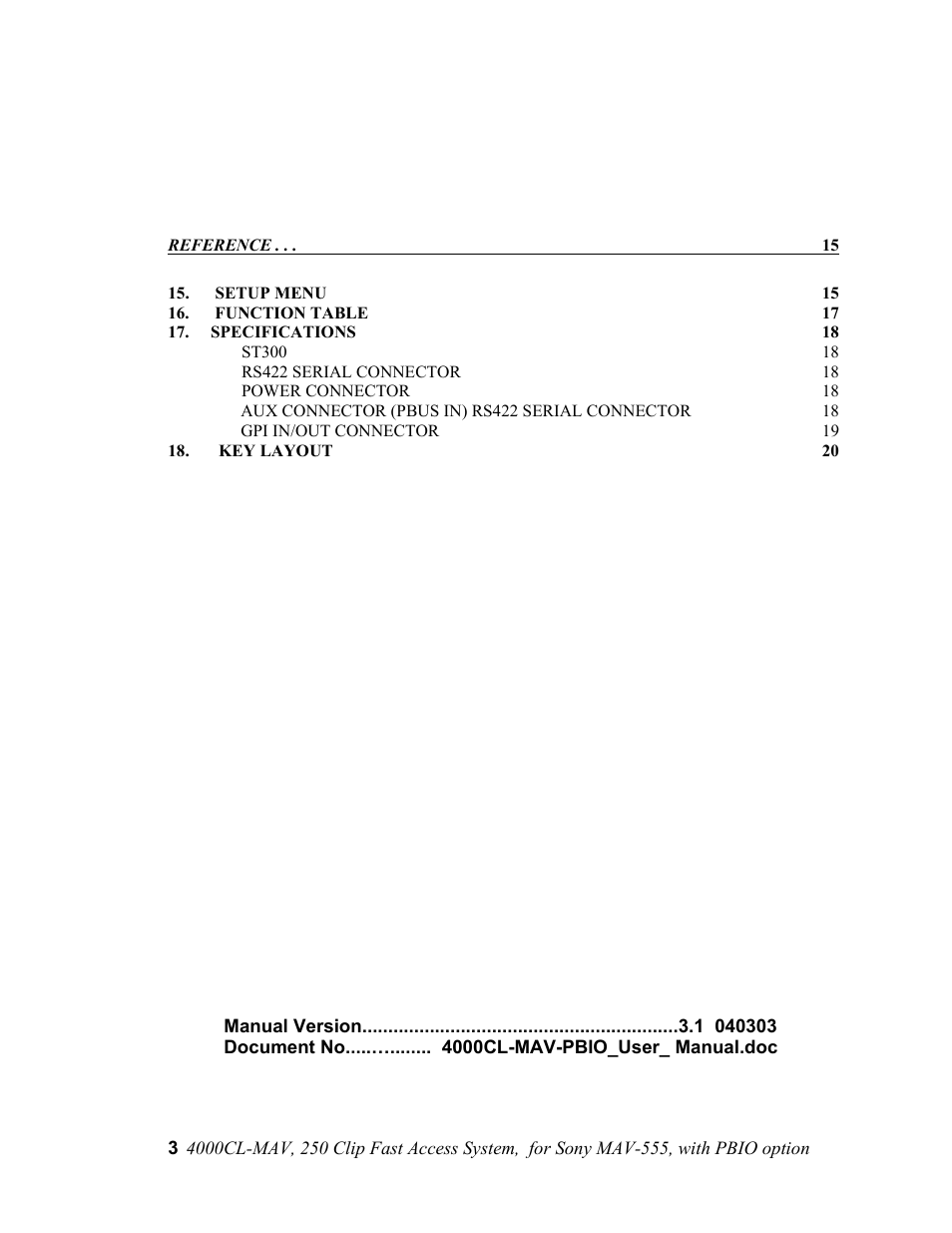 Sony 4000CL-MAV-PBIO User Manual | Page 3 / 20