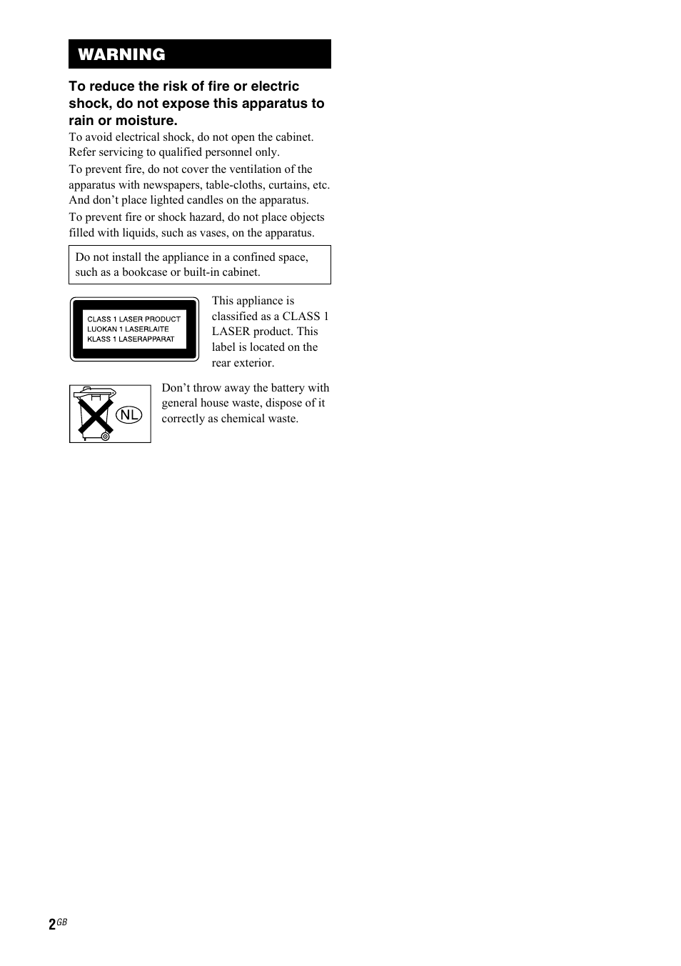 Warning | Sony 2-661-374-11(4) User Manual | Page 2 / 40