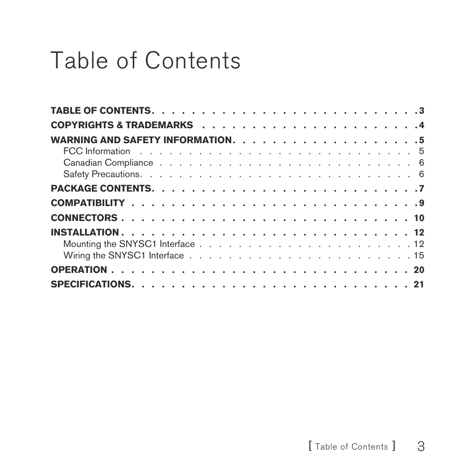 Sony SNYSC1 User Manual | Page 3 / 24