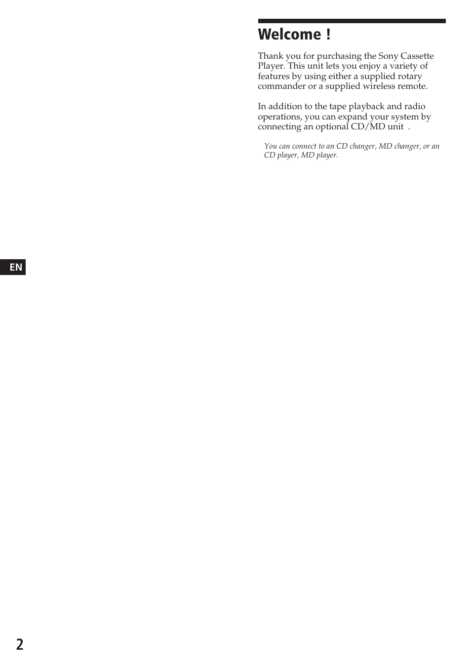 Welcome | Sony XR-C7200W User Manual | Page 2 / 48