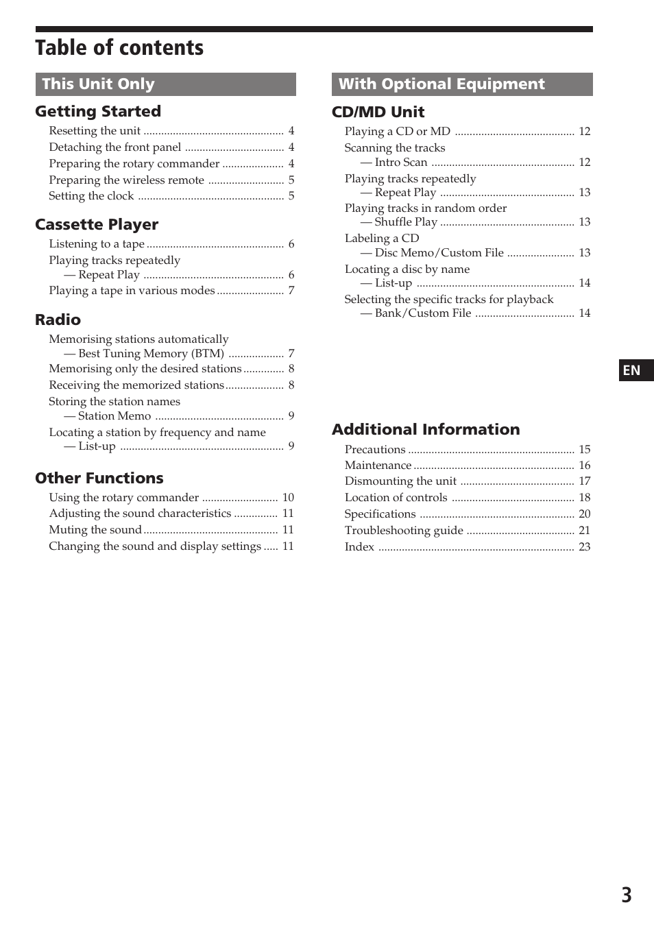 Sony XR-C7200W User Manual | Page 3 / 48