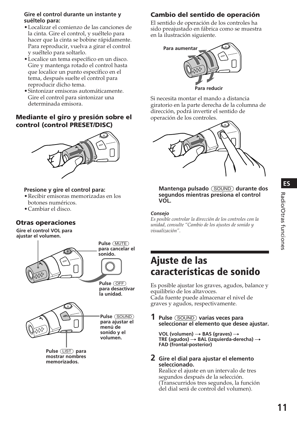 Ajuste de las características de sonido | Sony XR-C7200W User Manual | Page 33 / 48