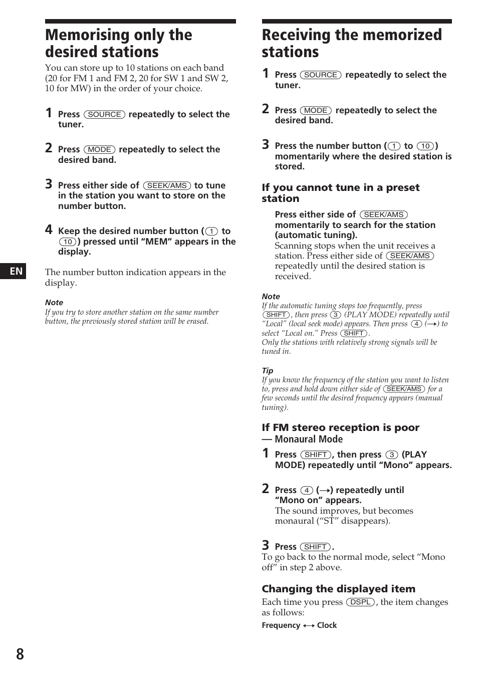 Sony XR-C7200W User Manual | Page 8 / 48