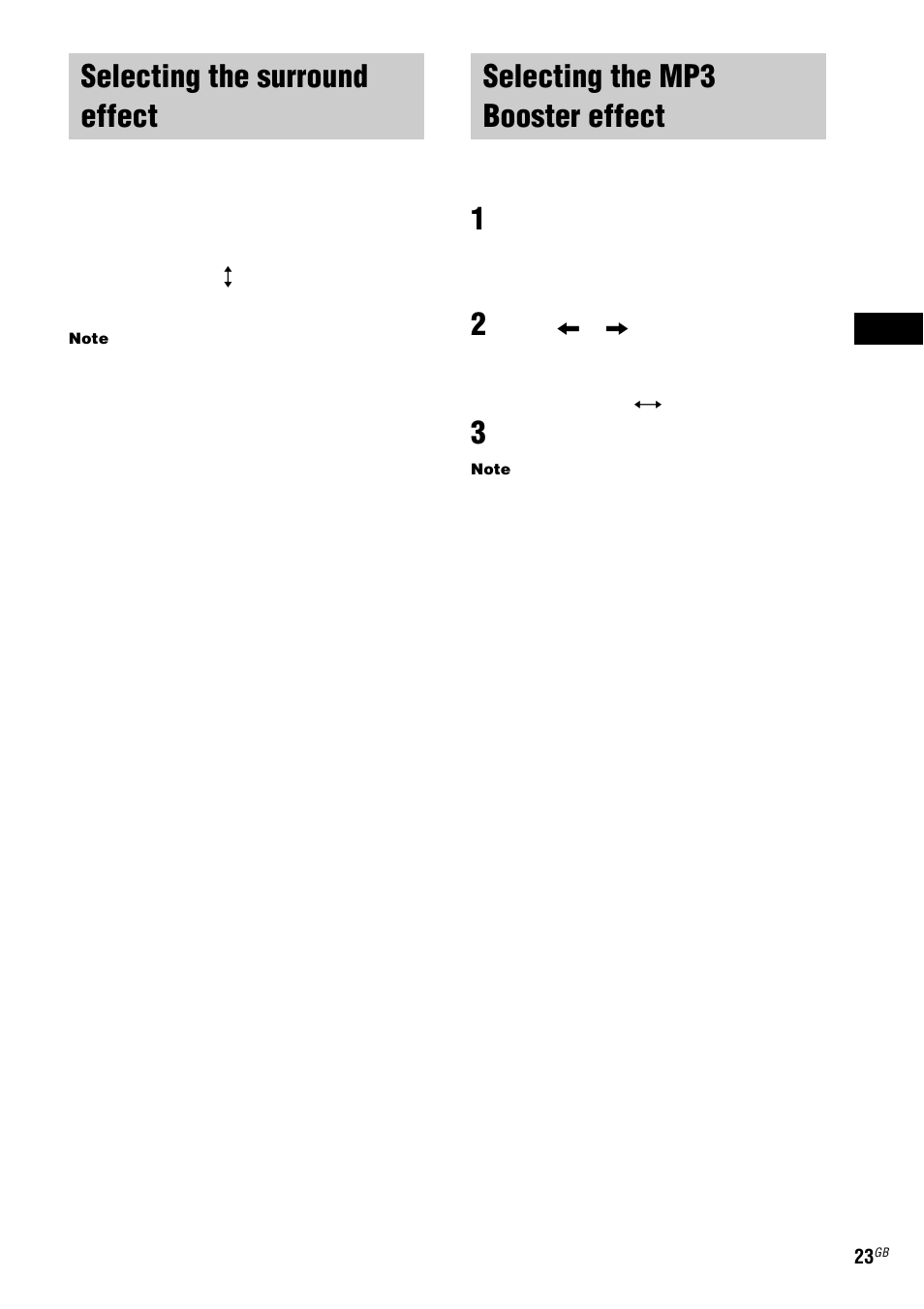 Selecting the surround effect, Selecting the mp3 booster effect | Sony ZX6 User Manual | Page 23 / 48