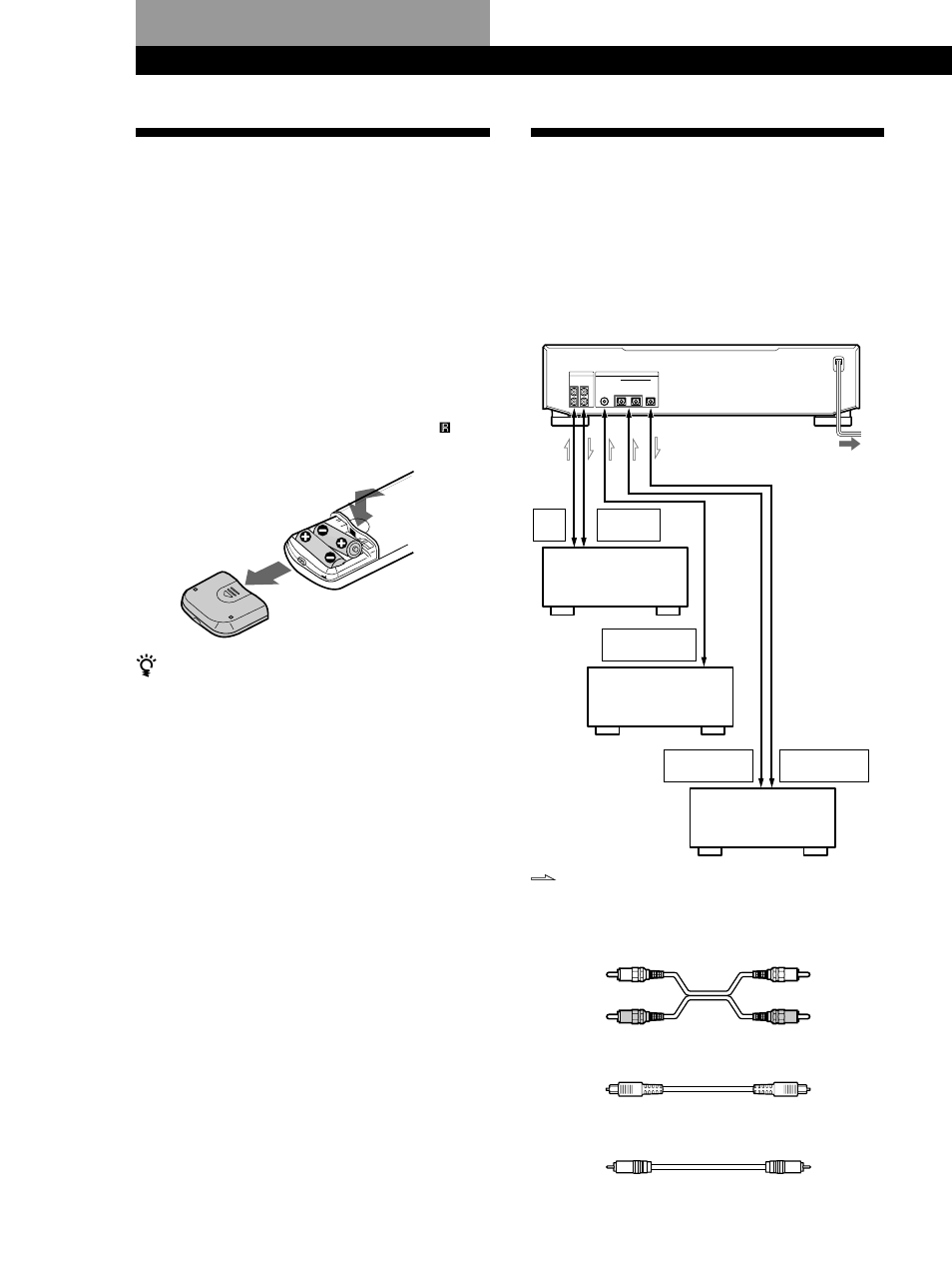 Preparativos, Desembalaje, Conexión del sistema | Desembalaje conexión del sistema, Preparativos 4, Colocación de las pilas en el telemando, Descripción general, Qué cables se necesitan | Sony MDS-W1 User Manual | Page 104 / 204