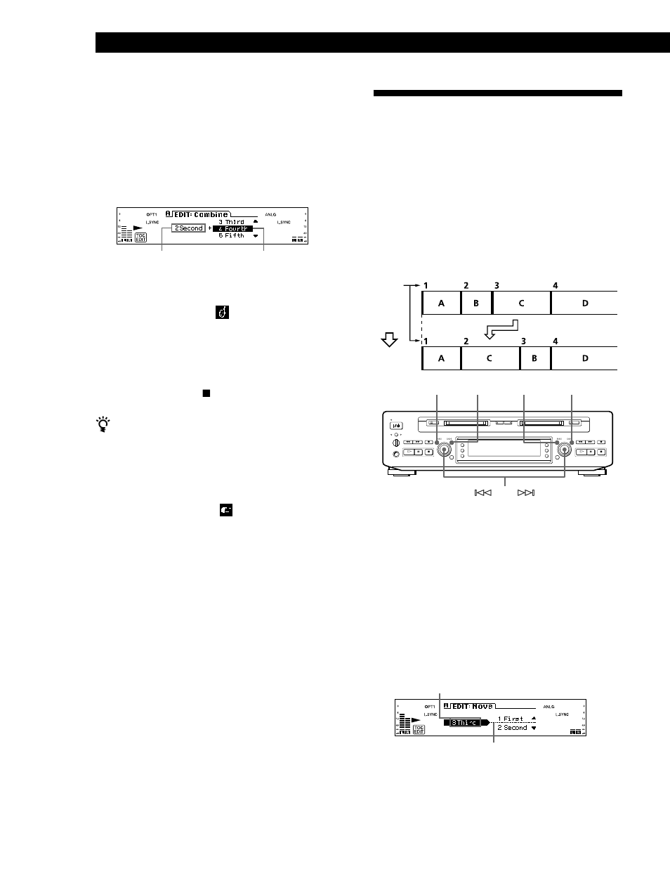 Edición de mds grabados 36, Para cancelar la función de combinación, Presione menu/no o p | Se puede anular la función de combinación, Nota | Sony MDS-W1 User Manual | Page 136 / 204