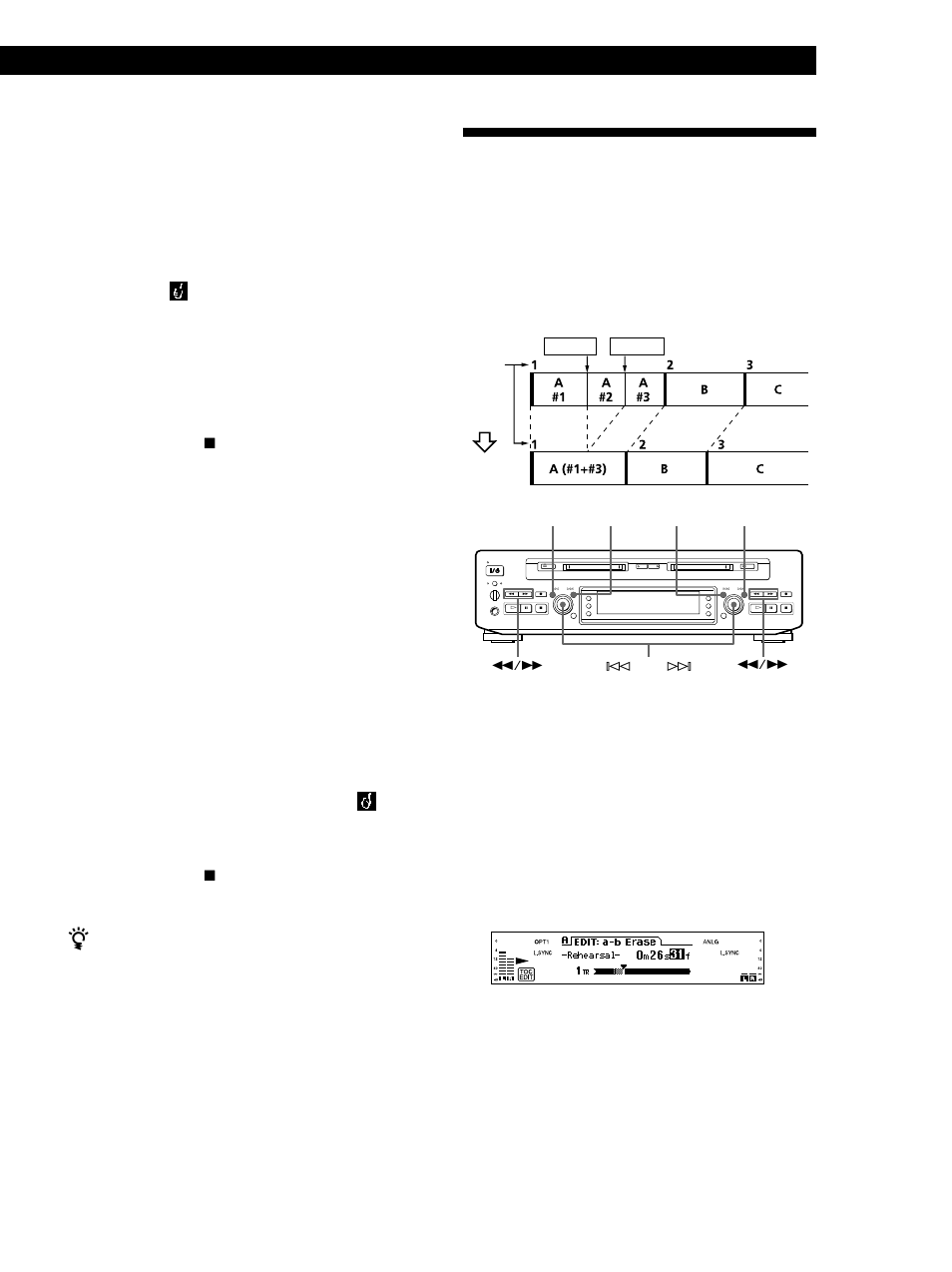 Erasing a part of a track (a-b erase function), Editing recorded mds 33, Erasing all tracks on an md (all erase) | Continued) | Sony MDS-W1 User Manual | Page 33 / 204