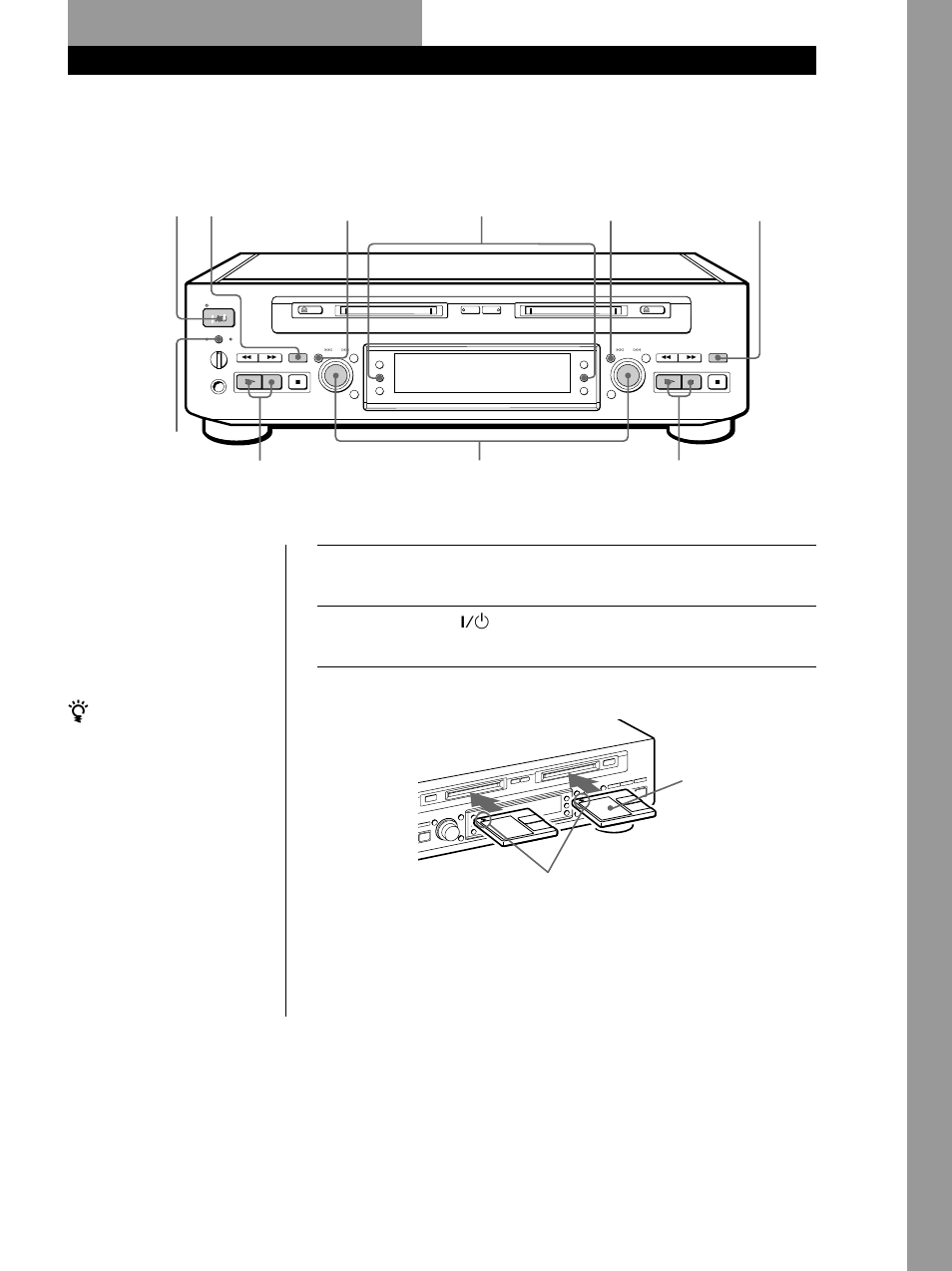 Opérations de base, Enregistrement sur un md, Opérations de base 7 | Appuyez sur 1/u .. le témoin standby s’éteint, Vous pouvez enregistrer sur les deux platines, Sortie du son | Sony MDS-W1 User Manual | Page 57 / 204