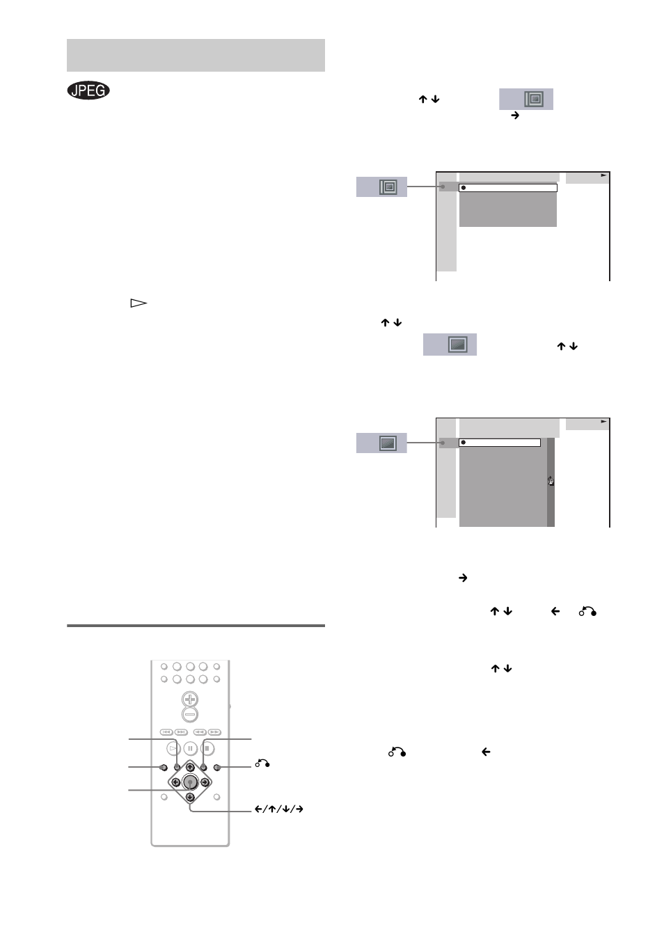 Playing jpeg image files, Selecting an album and file | Sony DAV-EA20 User Manual | Page 26 / 76